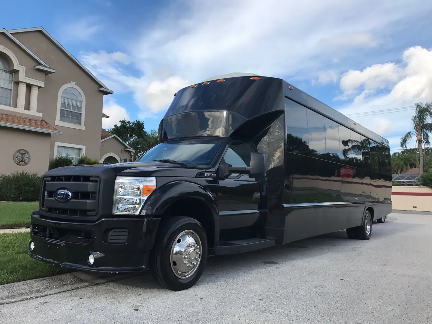 The Presidential party bus, exterior